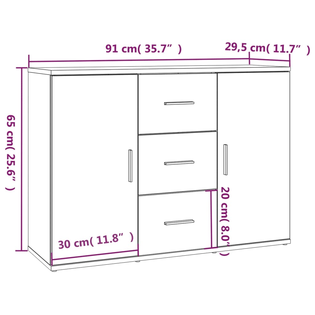 Komoda boja hrasta sonome 91x29,5x65 cm konstruirano drvo