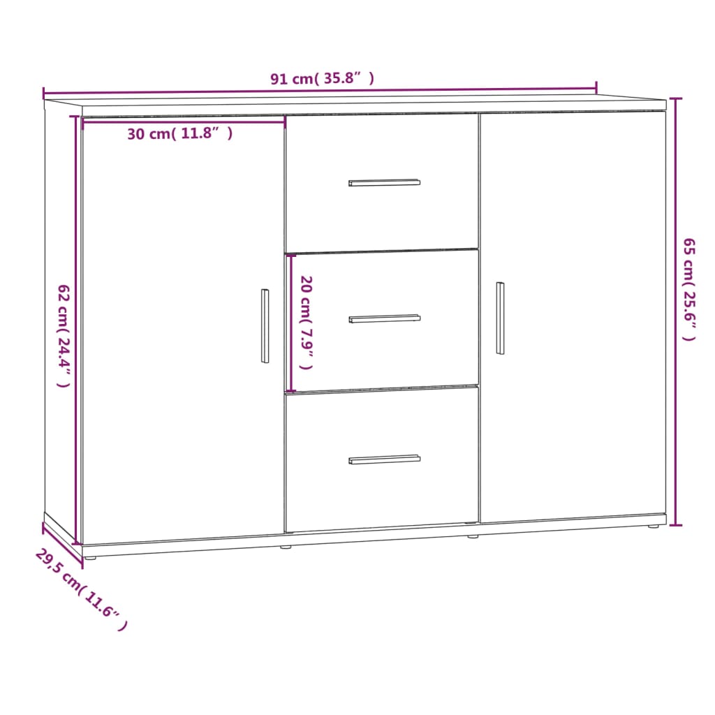 Komoda siva boja betona 91 x 29,5 x 65 cm od konstruiranog drva