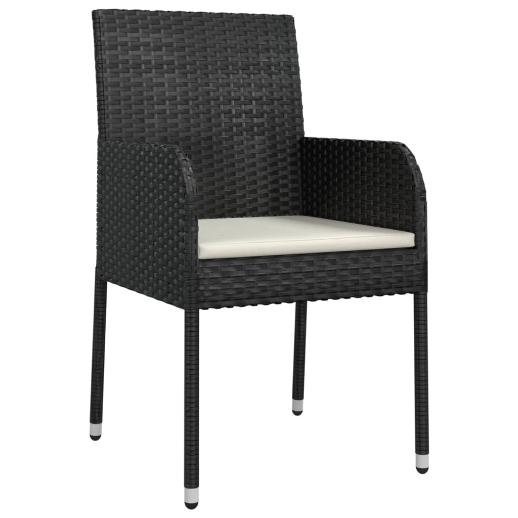 Vrtne stolice s jastucima 4 kom od poliratana crne