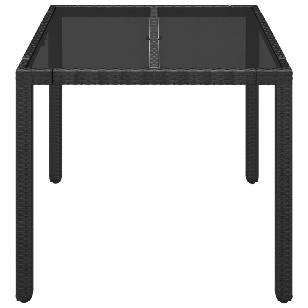Vrtni stol sa staklenom pločom crni 90x90x75 cm od poliratana