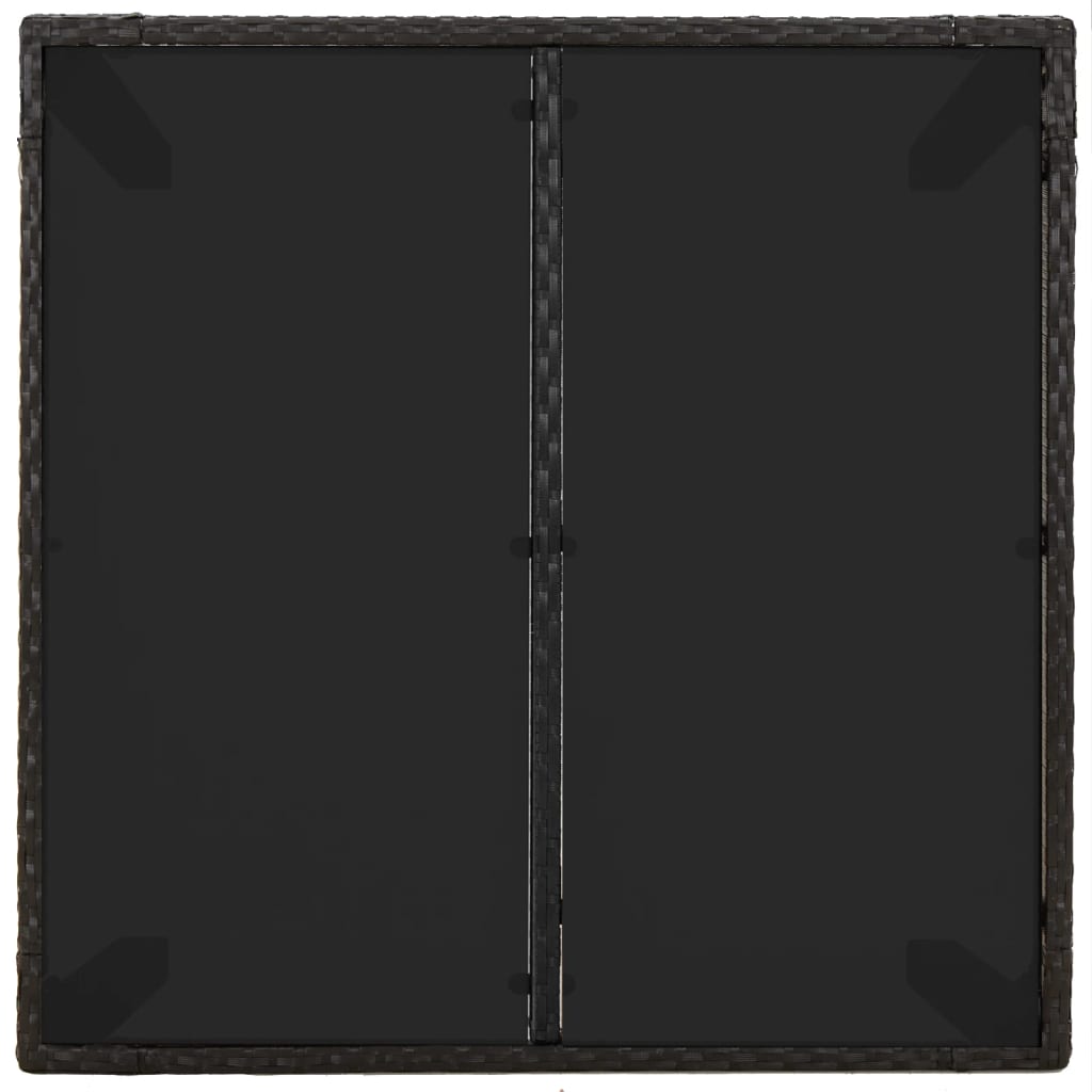 Vrtni stol sa staklenom pločom crni 90x90x75 cm od poliratana