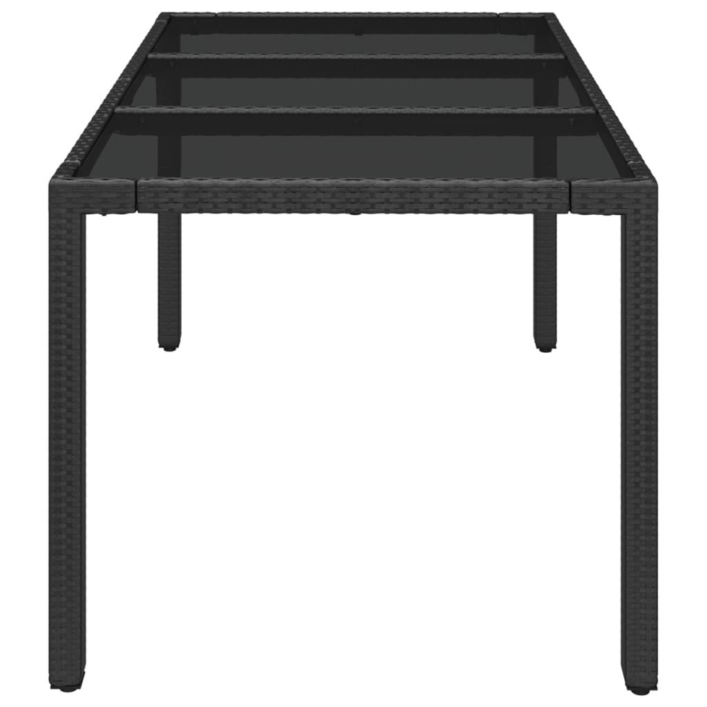 Vrtni stol sa staklenom pločom crni 150x90x75 cm od poliratana