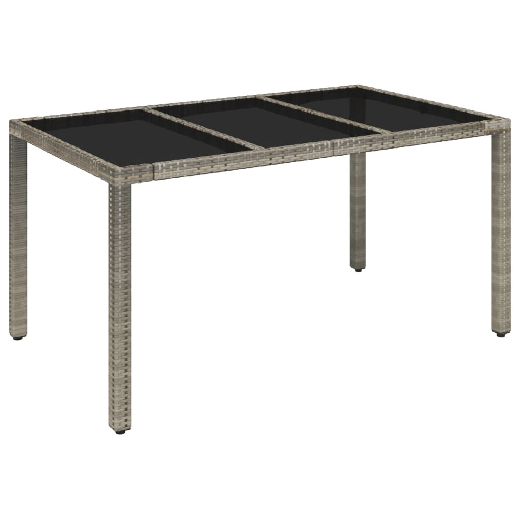 Vrtni stol sa staklenom pločom sivi 150x90x75 cm od poliratana