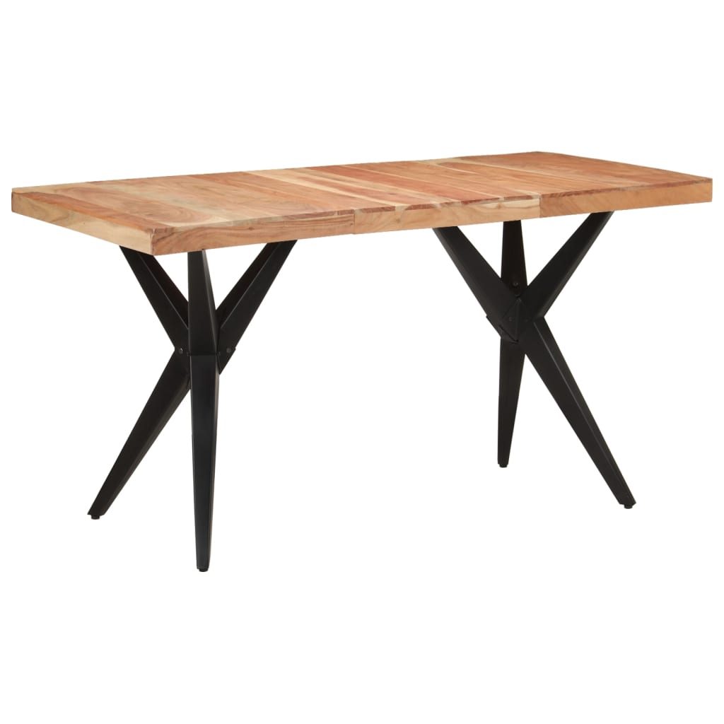 Blagovaonski stol crni 140x70x76 cm od masivnog bagremovog drva