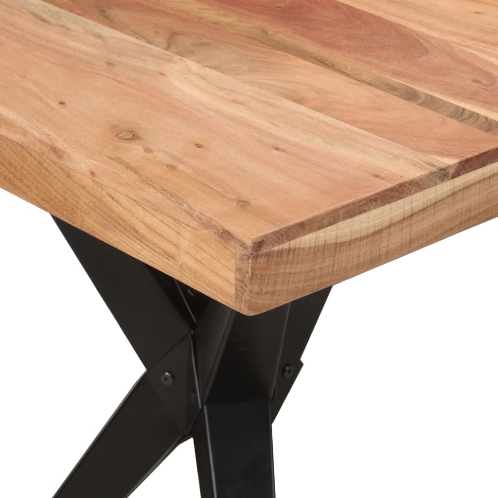 Blagovaonski stol crni 140x70x76 cm od masivnog bagremovog drva