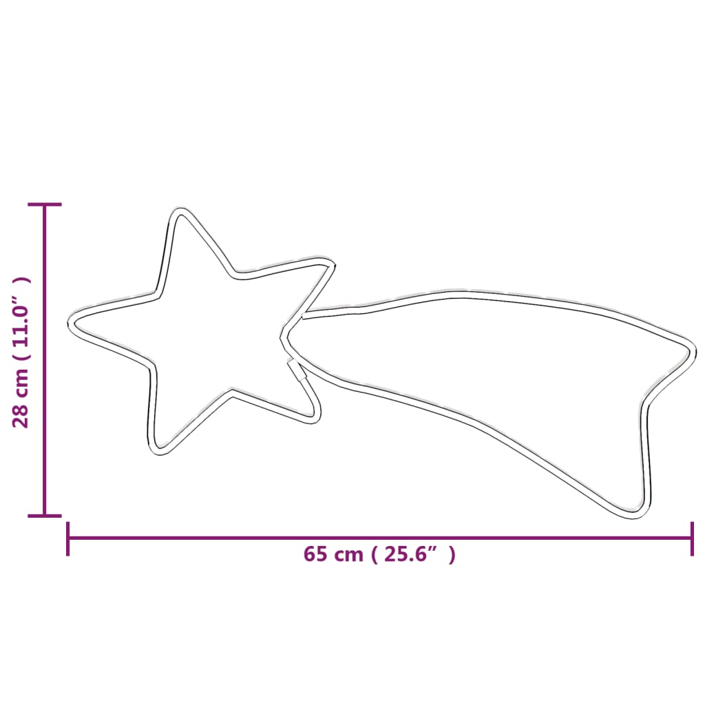 Božićne figure zvijezda padalica 48 LED tople bijele 65 x 28 cm