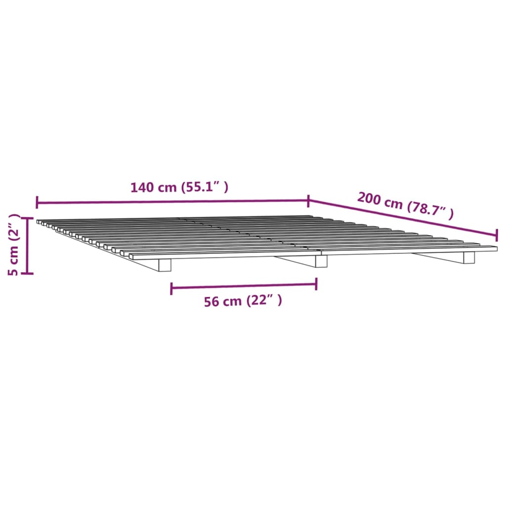 Okvir za krevet bijela 140x200 cm od masivne borovine
