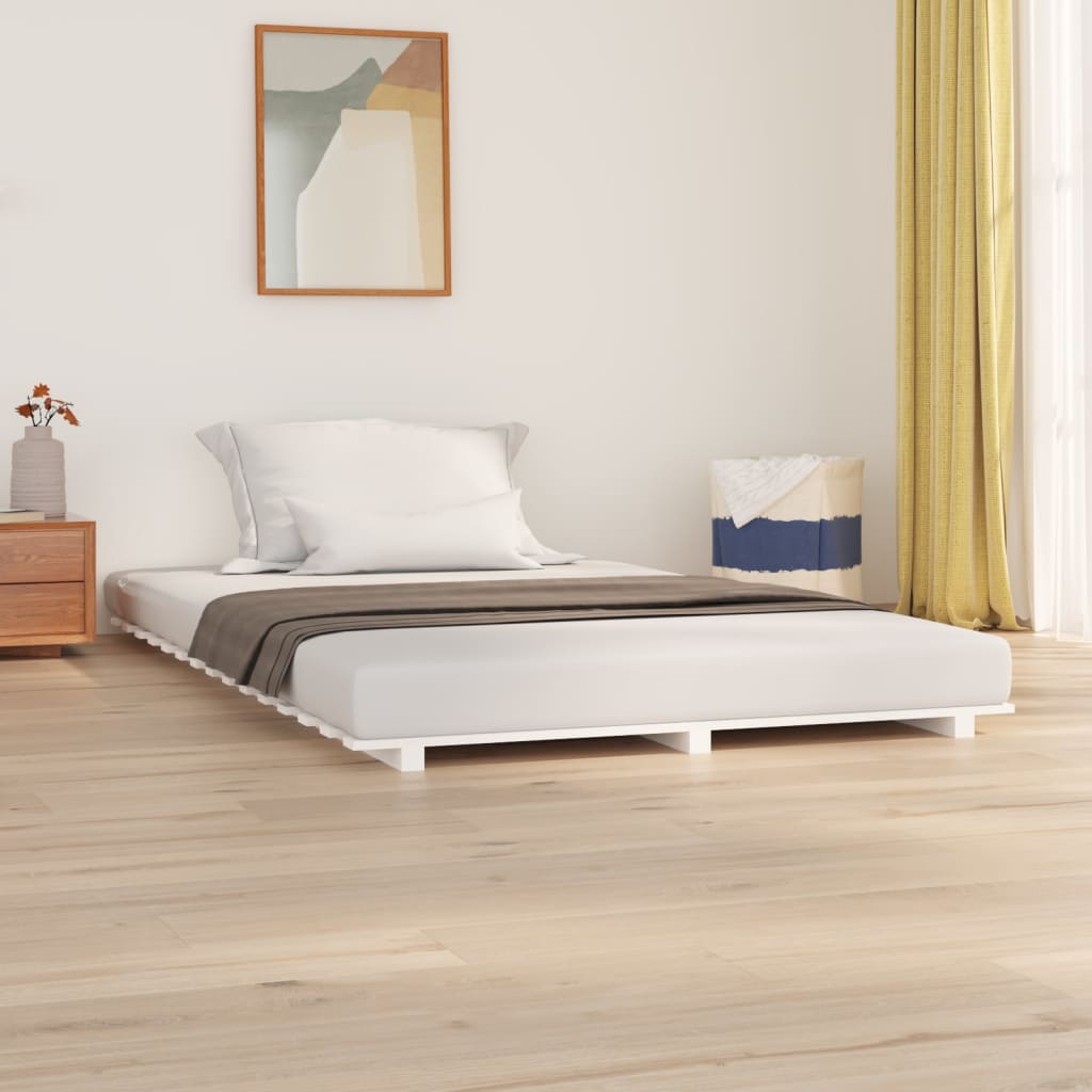 Okvir za krevet bijeli 150x200cm od masivne borovine