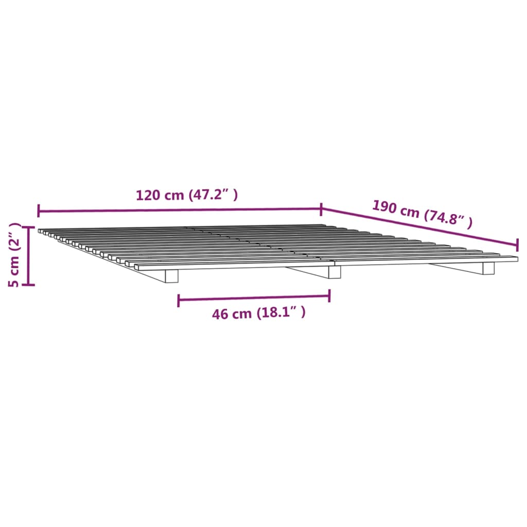 Okvir za krevet 120x190 cm masivna borovina
