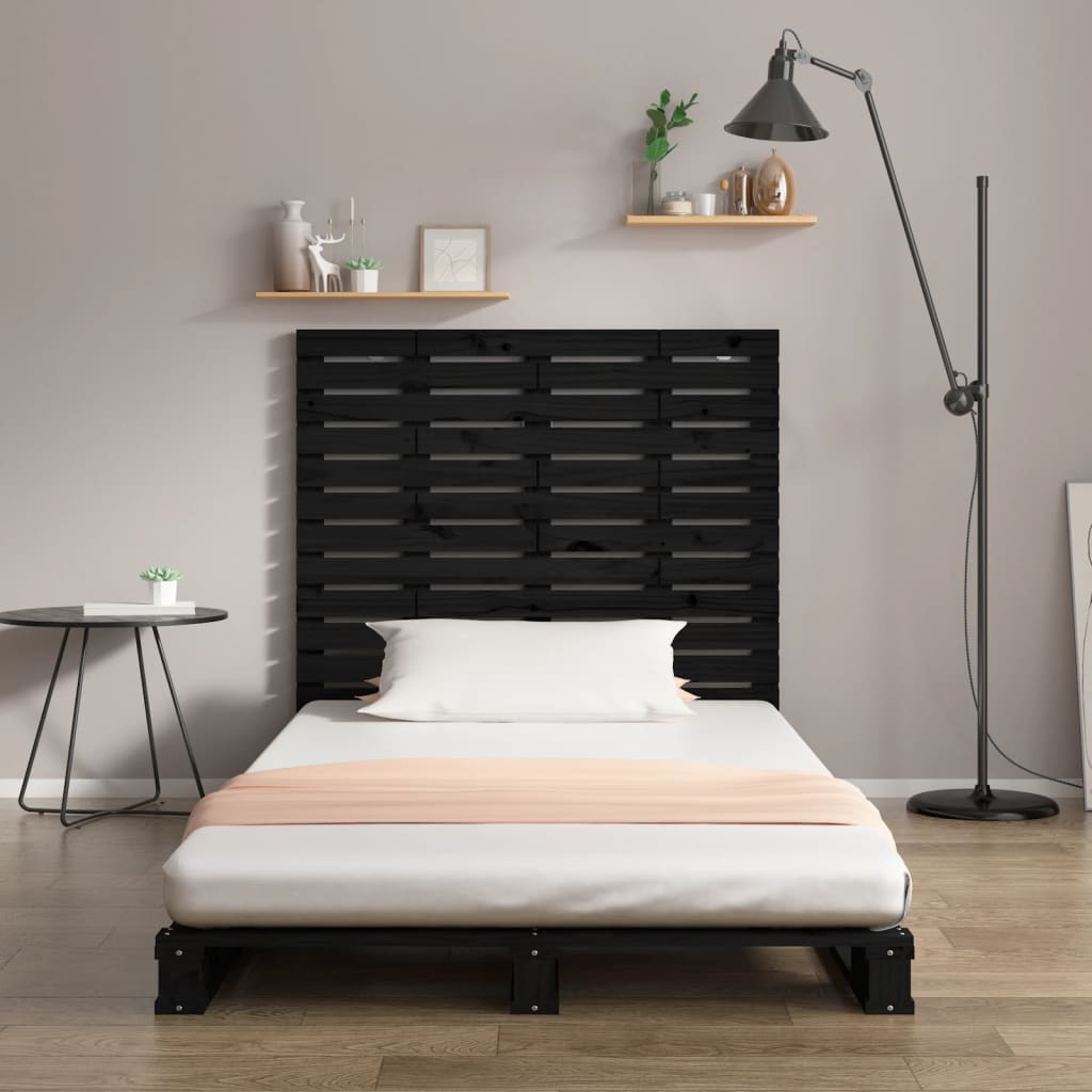 Zidno uzglavlje crni 106x3x91,5 cm od masivne borovine