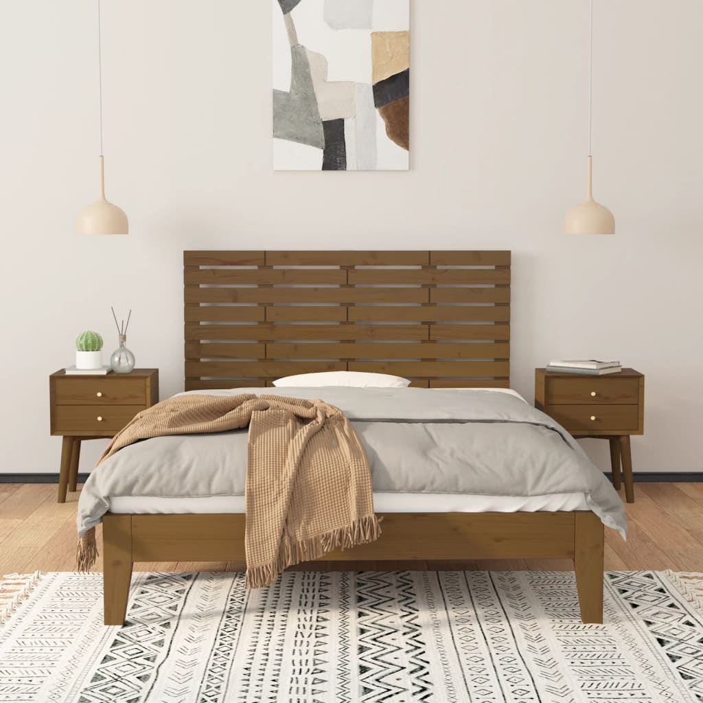 Zidno uzglavlje boja meda 146x3x63 cm masivna borovina
