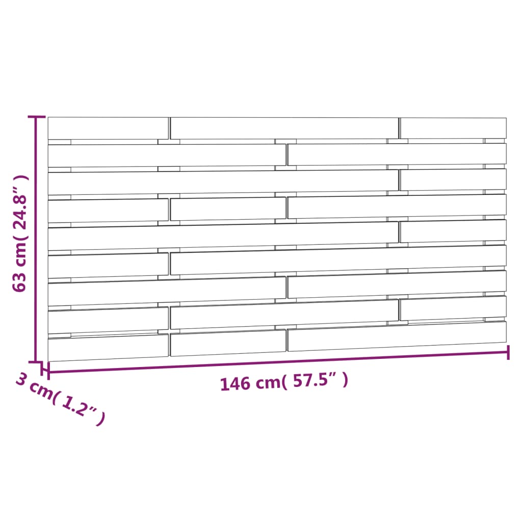 Zidno uzglavlje boja meda 146x3x63 cm masivna borovina