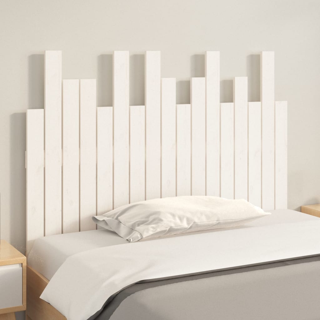 Zidno uzglavlje bijelo 108 x 3 x 80 cm od masivne borovine