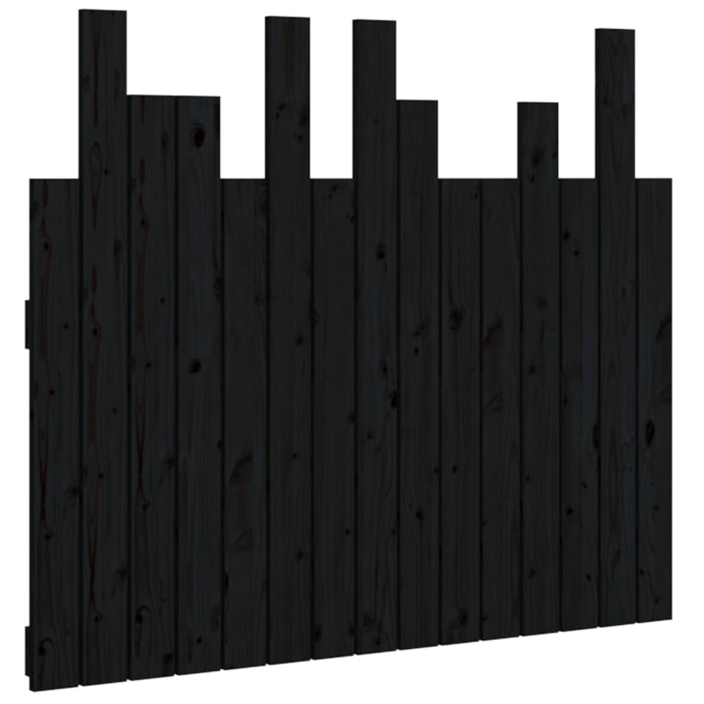 Zidno uzglavlje crni 95,5x3x80 cm od masivne borovine