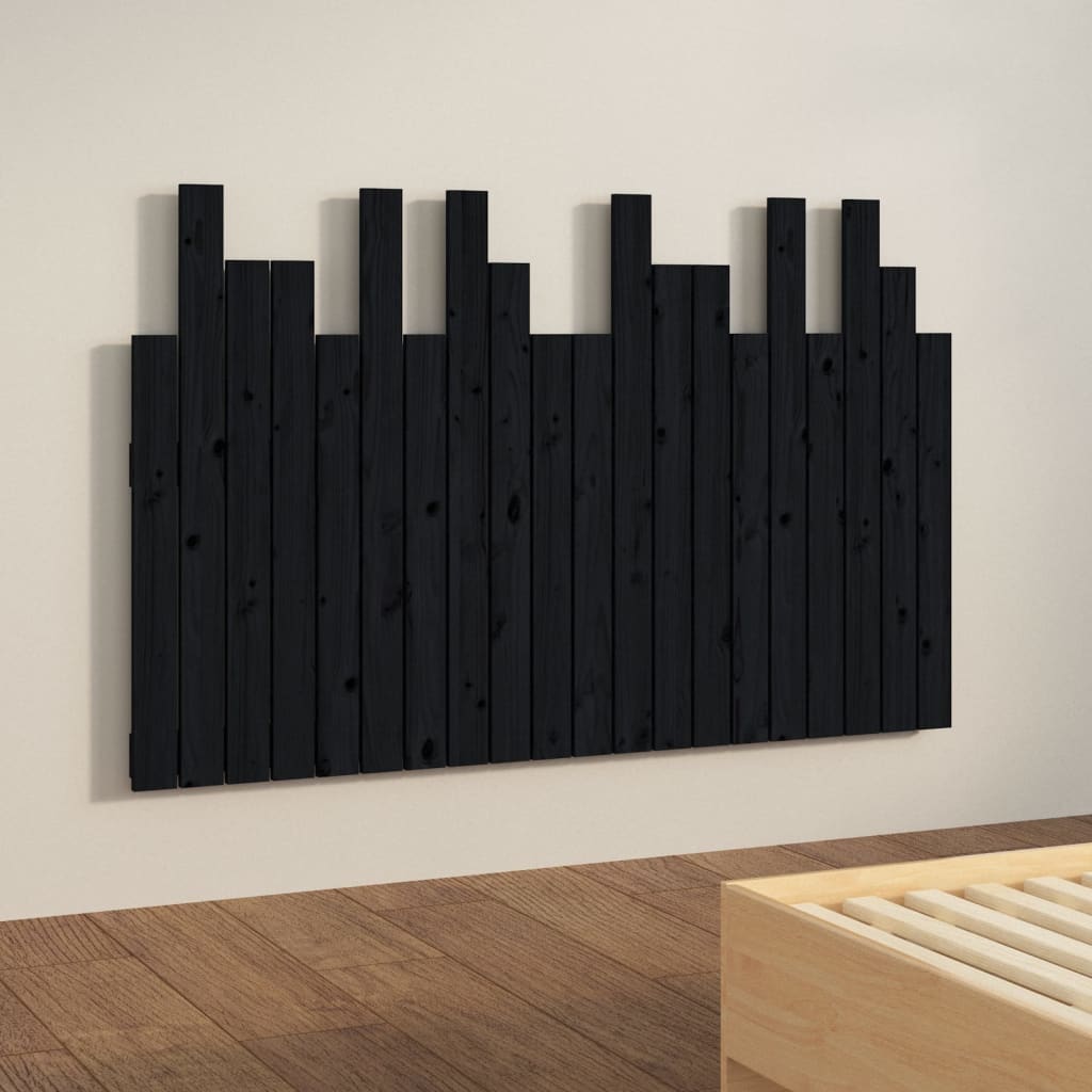 Uzglavlje za krevet Crno 127,5x3x80 cm od masivne borovine