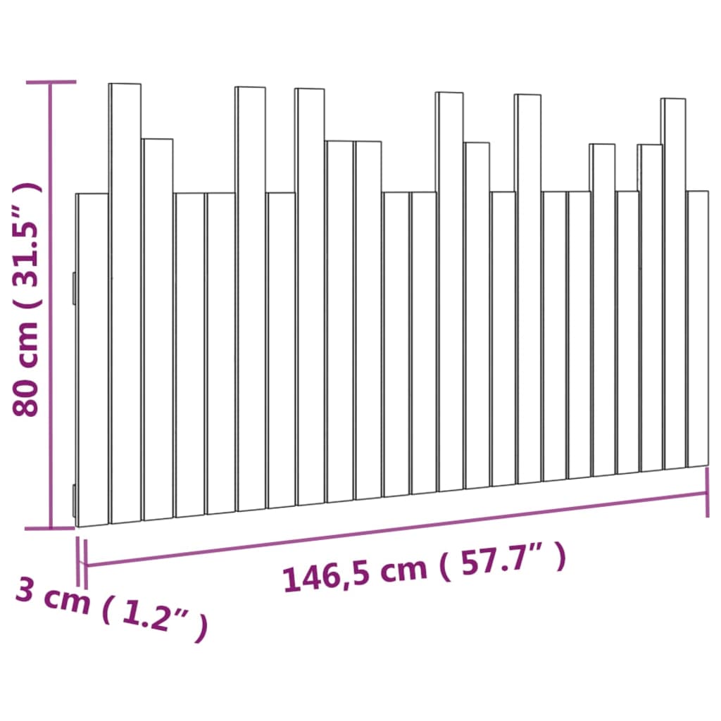 Uzglavlje za krevet Crno 146,5x3x80 cm od masivne borovine