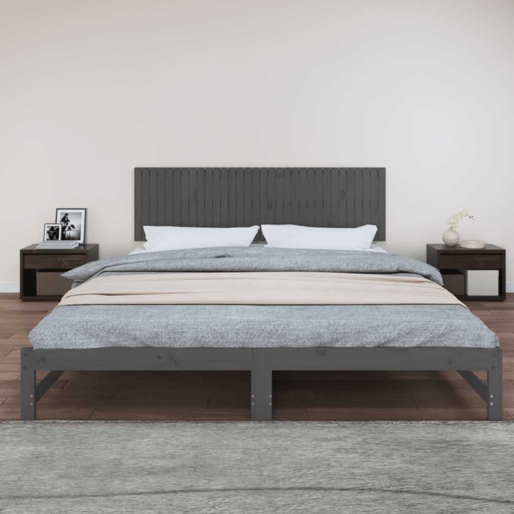 Zidno uzglavlje sivo 204x3x60 cm od masivne borovine