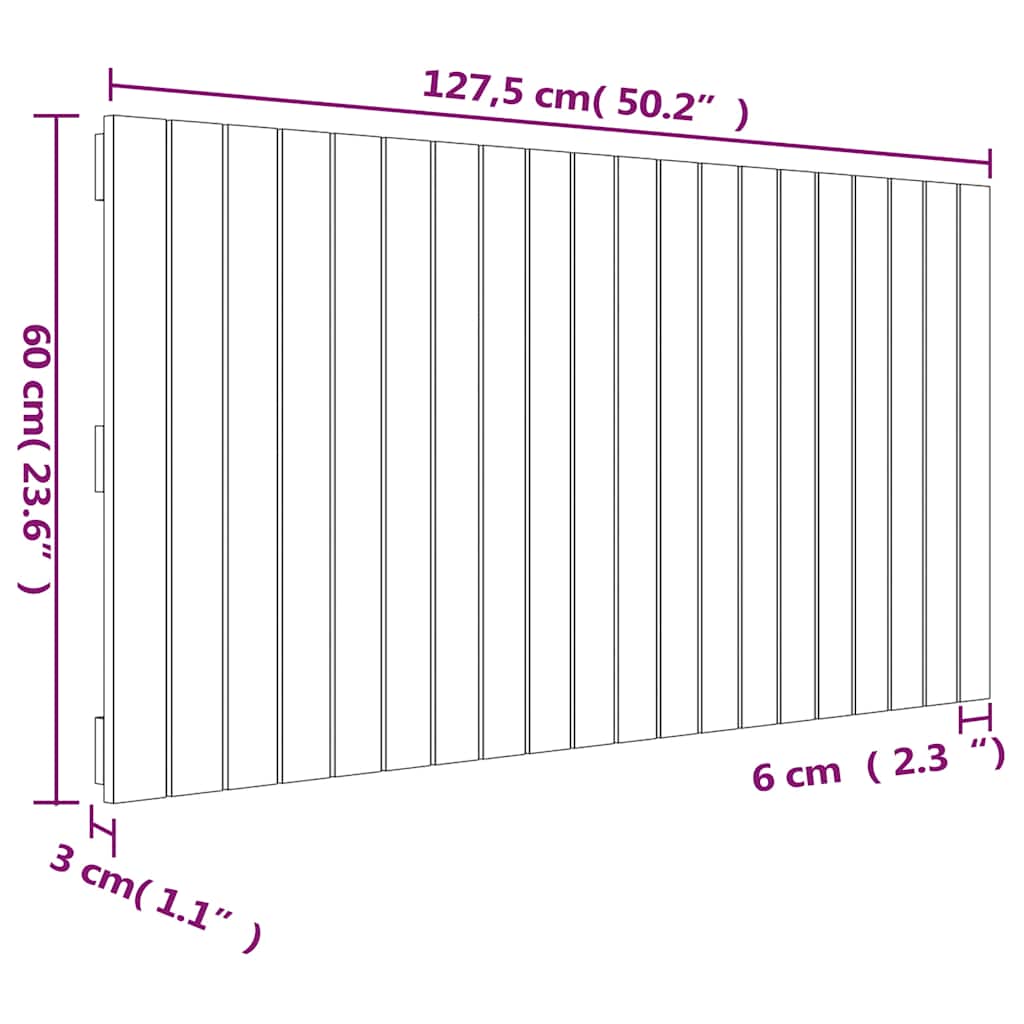 Uzglavlje za krevet Crno 127,5x3x60 cm od masivne borovine