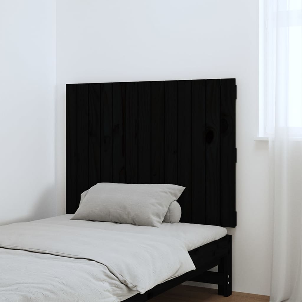 Uzglavlje za krevet Crno 82,5x3x60 cm od masivne borovine
