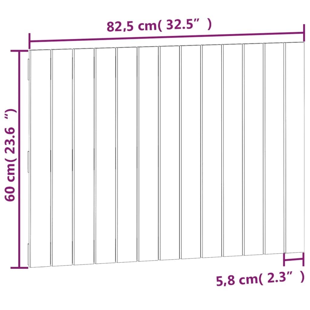 Uzglavlje za krevet Crno 82,5x3x60 cm od masivne borovine