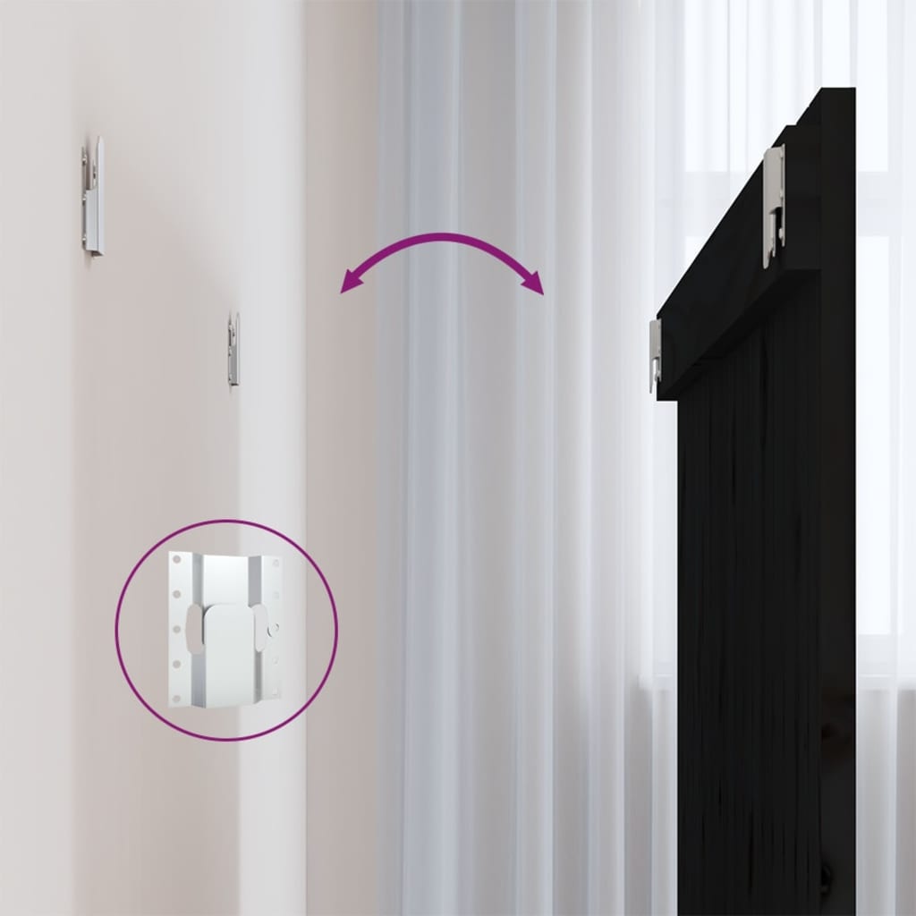 Zidno uzglavlje crni 108 x 3 x 90 cm od masivne borovine