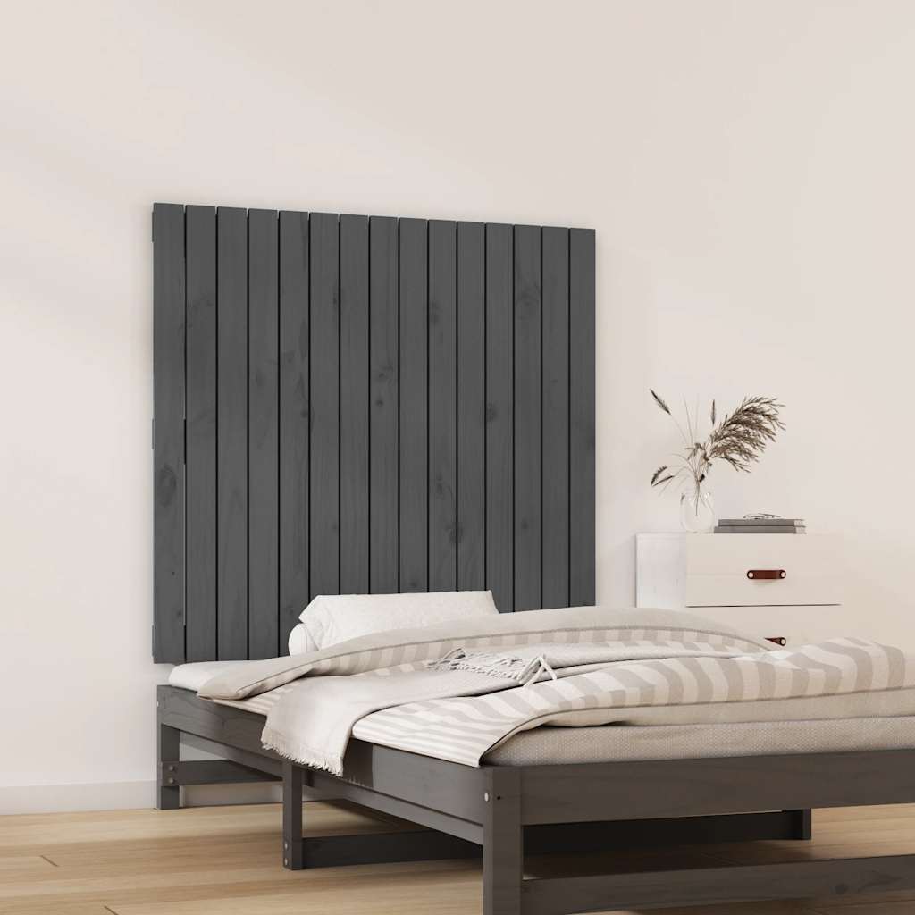 Zidno uzglavlje sivo 95,5x3x90 cm od masivne borovine