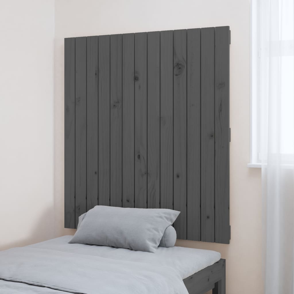 Zidno uzglavlje sivo 82,5 x 3 x 90 cm od masivne borovine