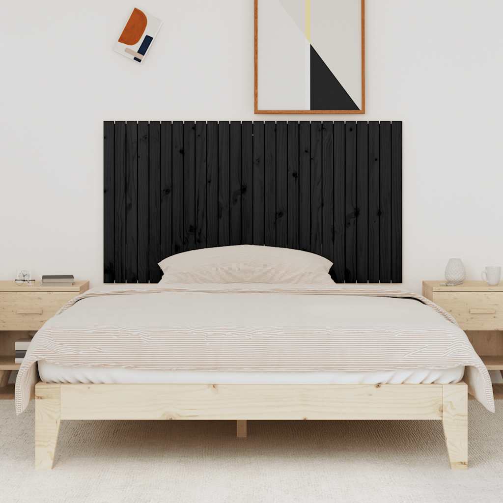 Zidno uzglavlje crni 166x3x90 cm od masivne borovine