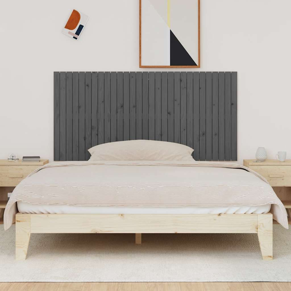 Zidno uzglavlje sivo 185x3x90 cm od masivne borovine