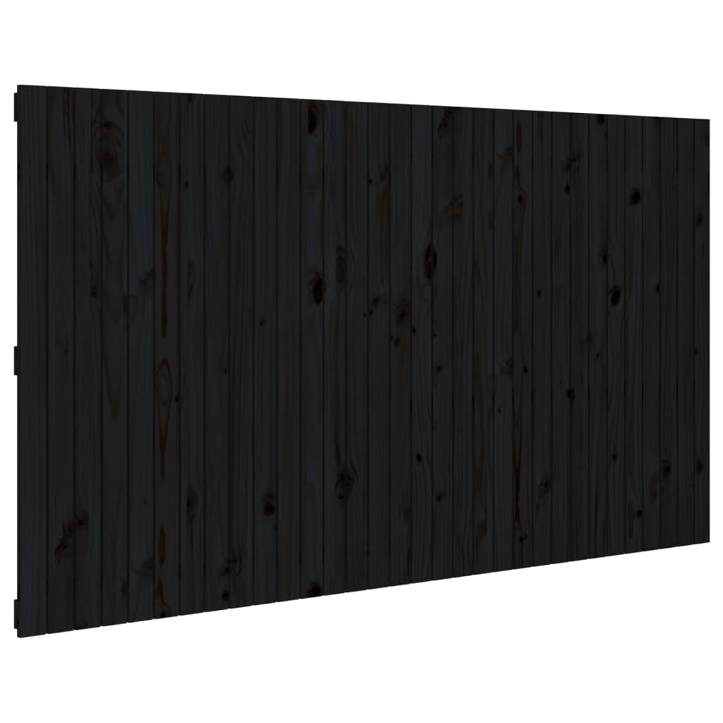 Zidno uzglavlje crni 204x3x110 cm od masivne borovine