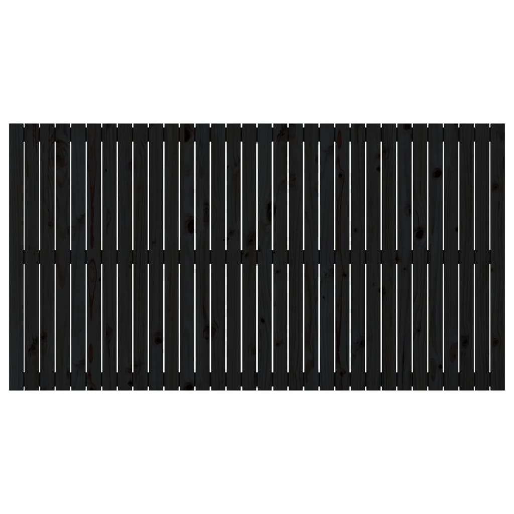 Zidno uzglavlje crni 204x3x110 cm od masivne borovine