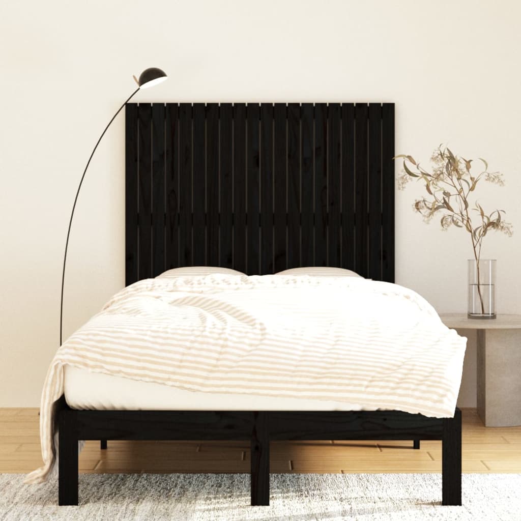 Uzglavlje za krevet Crno 127,5x3x110 cm od masivne borovine
