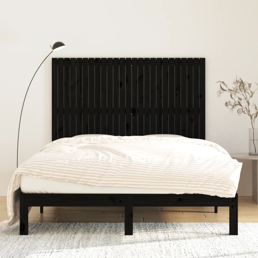 Zidno uzglavlje crni 159,5x3x110 cm od masivne borovine