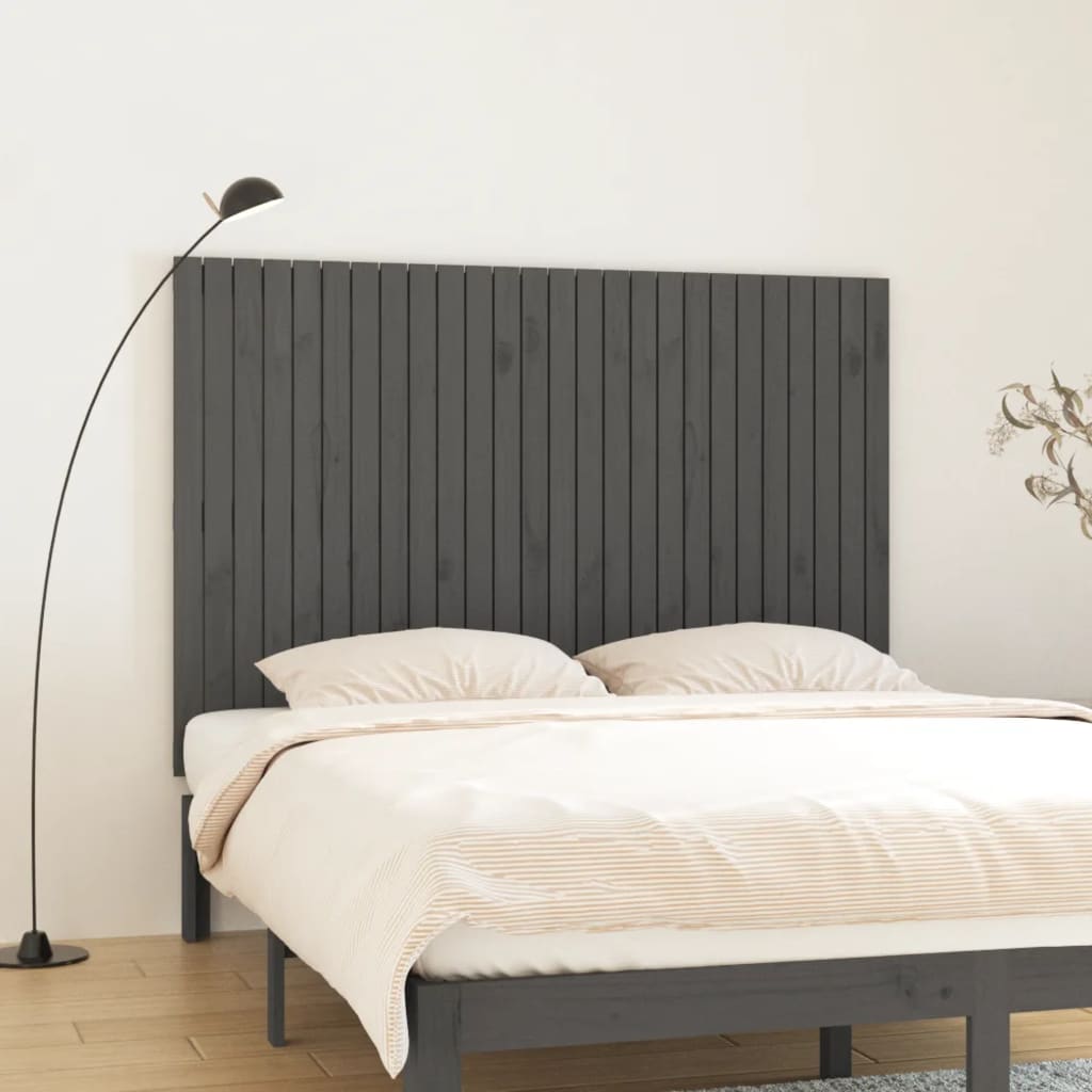 Zidno uzglavlje sivo 166x3x110 cm od masivne borovine