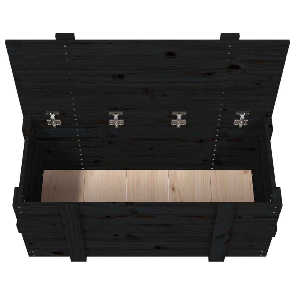 Kutija za pohranu crna 91x40,5x42 cm od masivne borovine