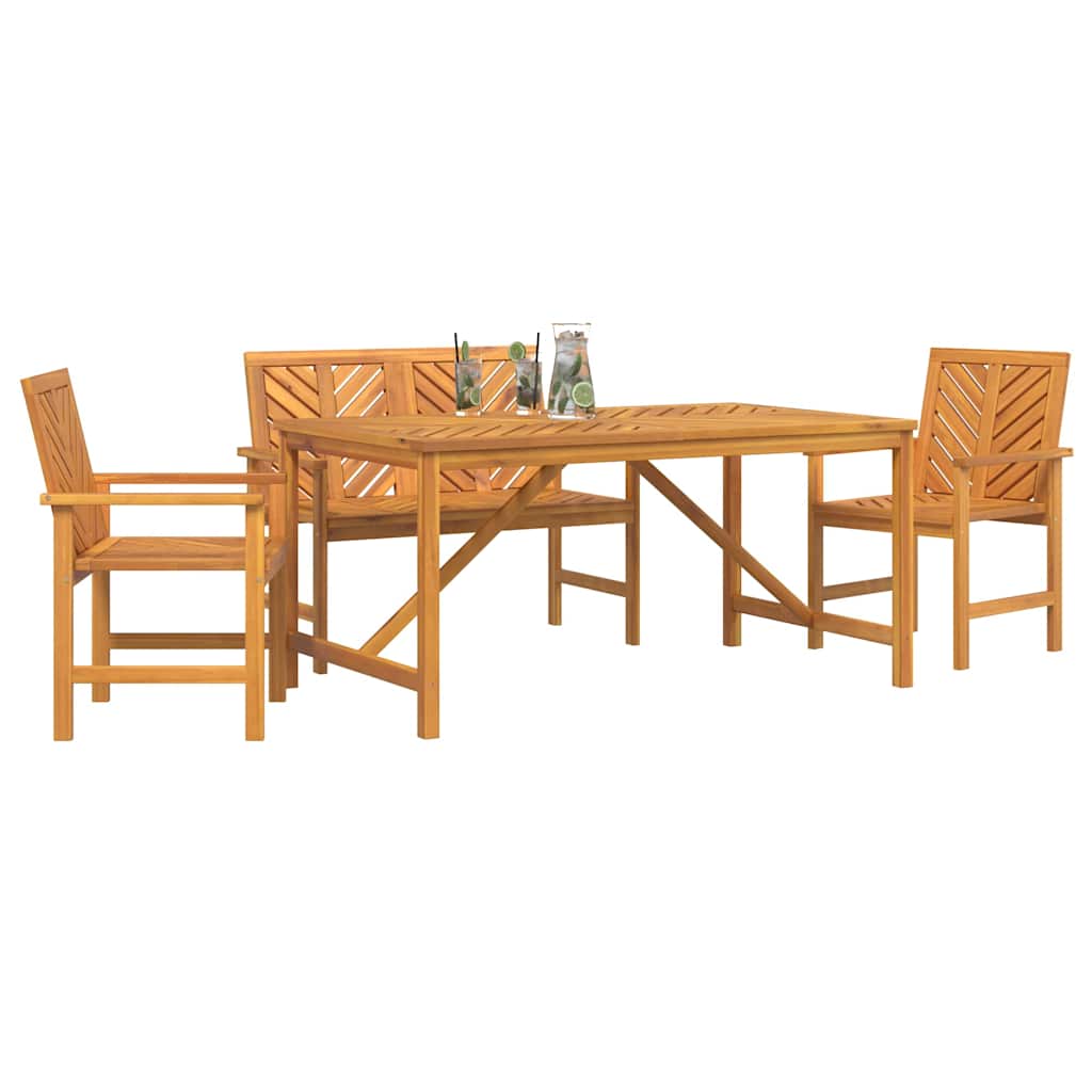 Vrtni set za objed 4 pcs Smeđa Čvrsto drvo akacije