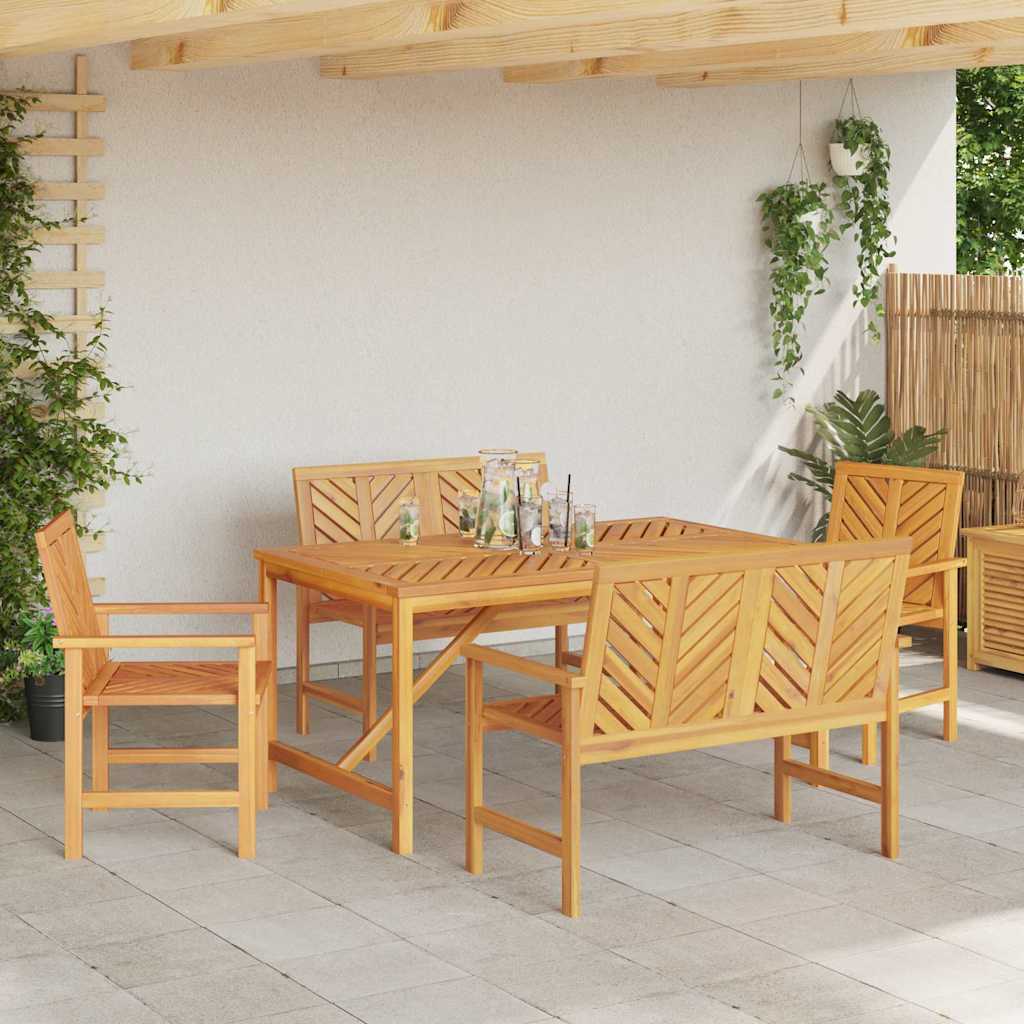 Vrtni set za objed 5 pcs Smeđa Čvrsto drvo akacije