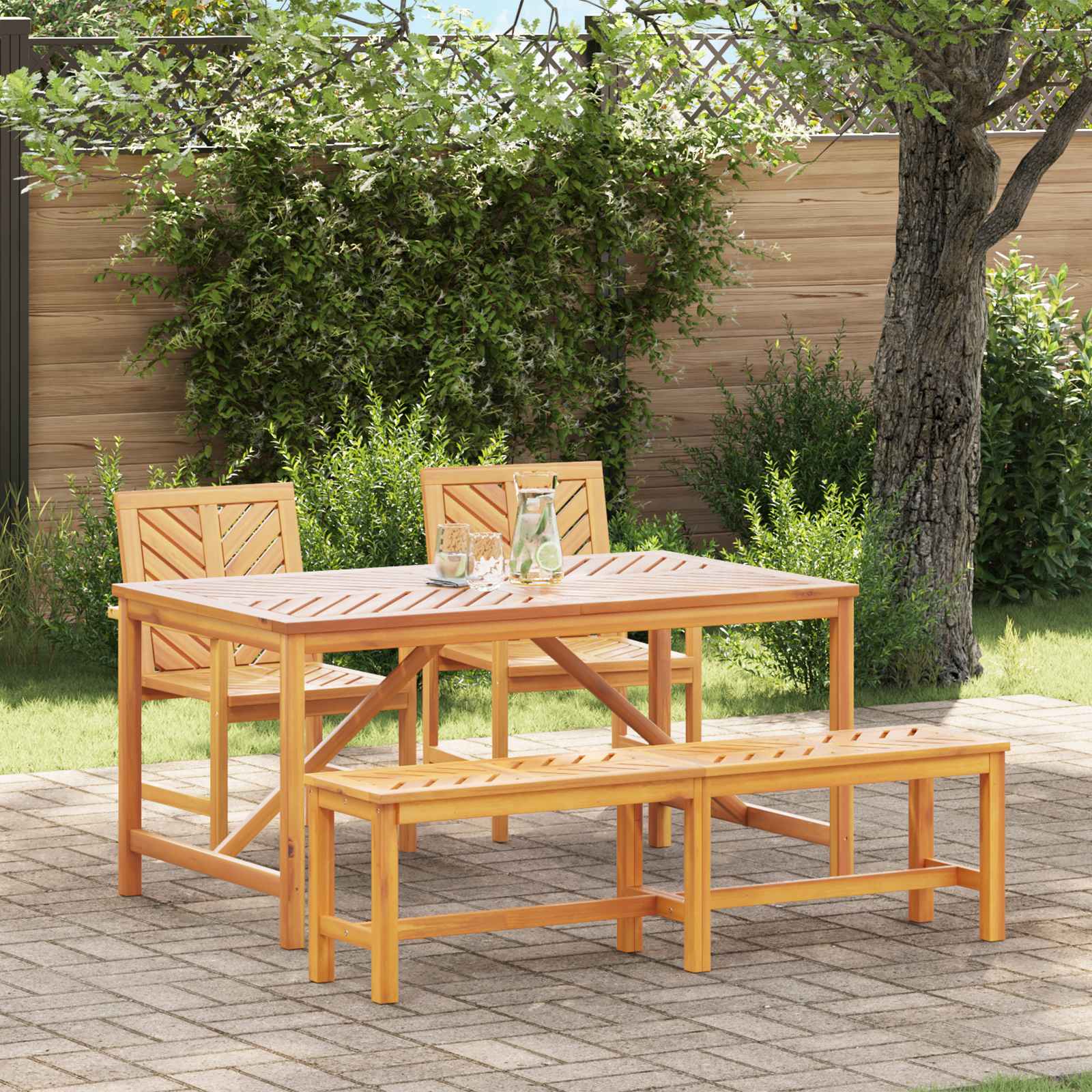 Vrtni set za objed 4 pcs Smeđa Čvrsto drvo akacije