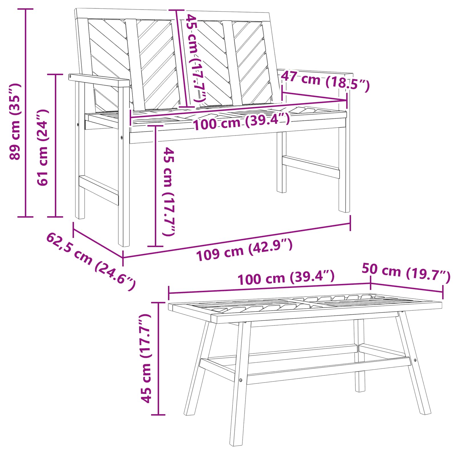 Set lounge namještaja za vrt 3 pcs Smeđa Čvrsto drvo akacije