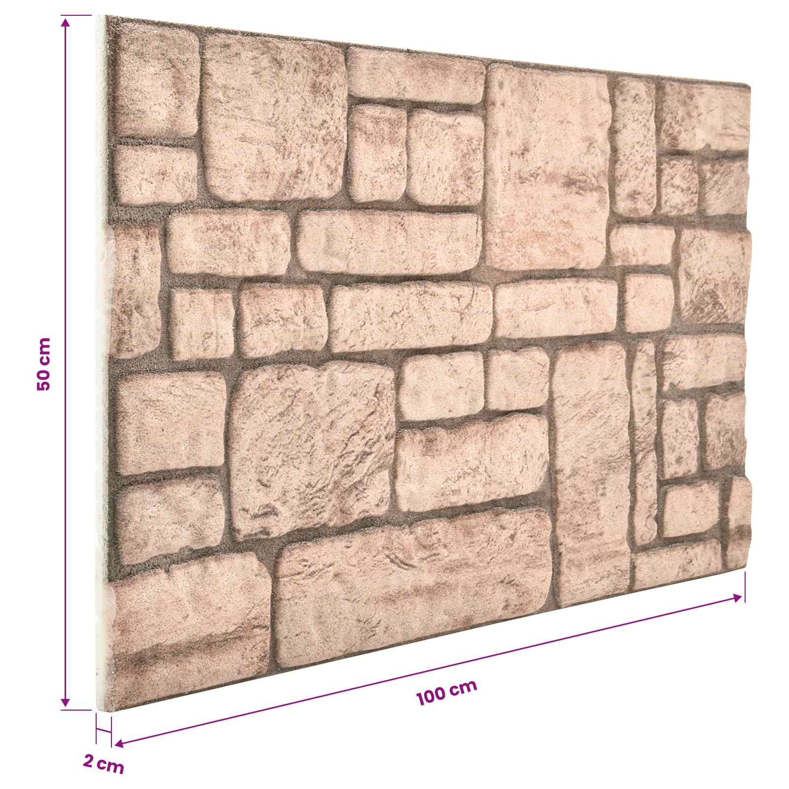 Zidne panele 10 pcs Bež 100 x 50 cm EPS pjena
