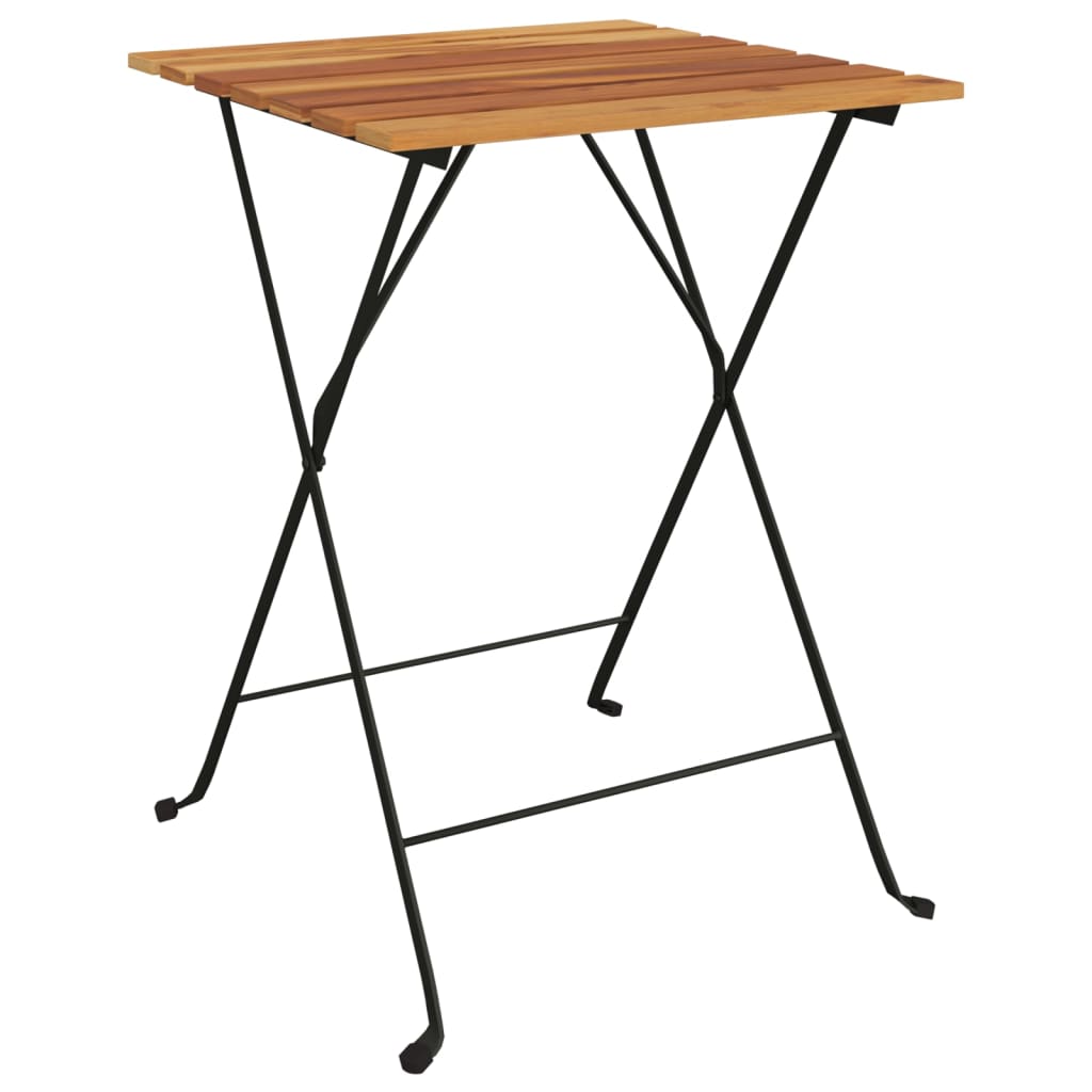 Sklopivi bistro stol 55 x 54 x 71 cm masivna tikovina i čelik