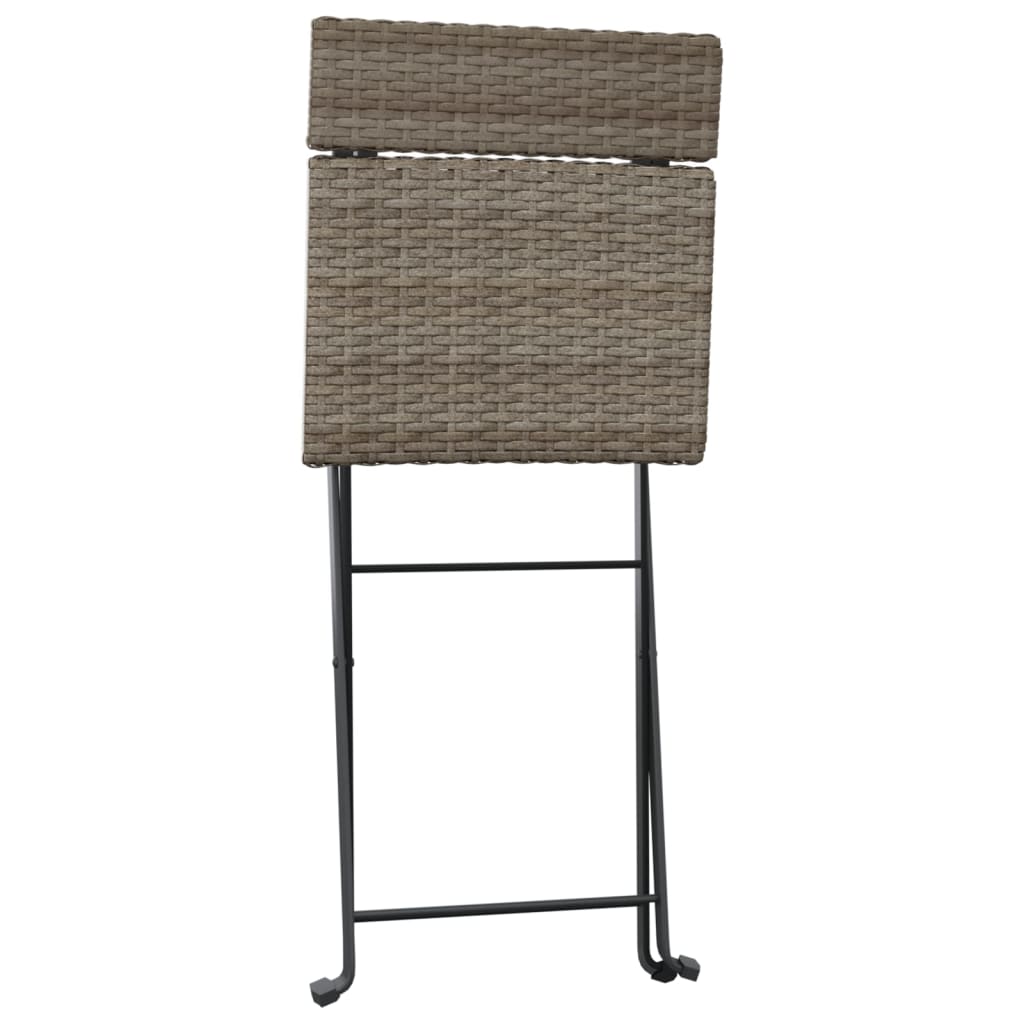3-dijelni sklopivi bistro set od poliratana sivi
