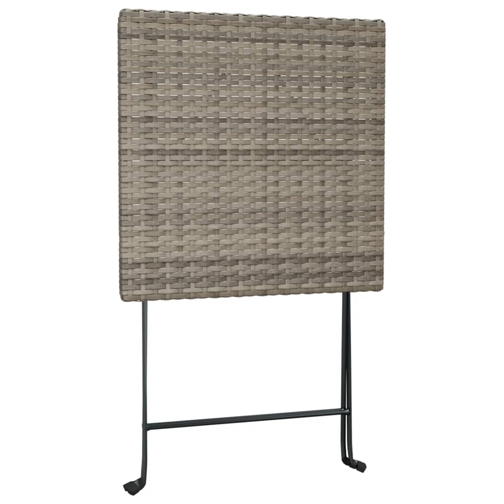 3-dijelni sklopivi bistro set od poliratana sivi