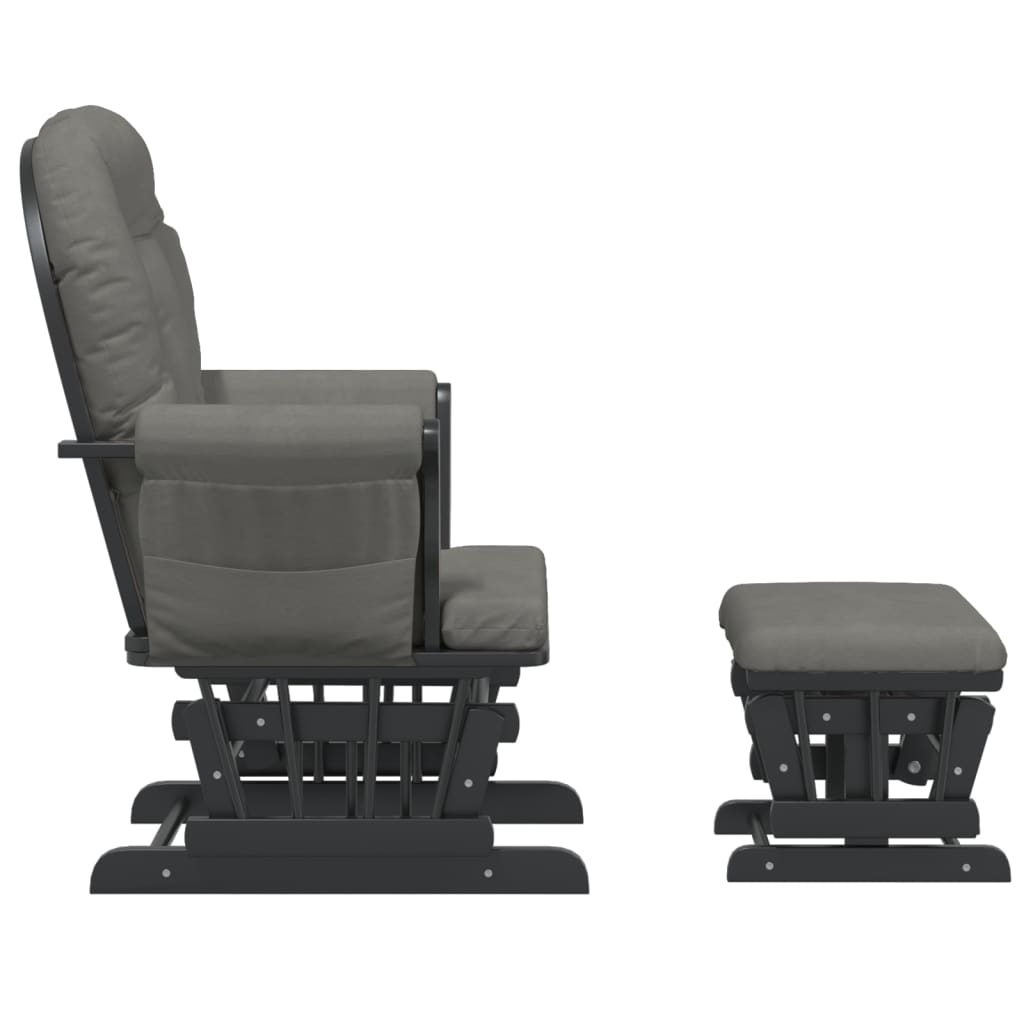 Stolica za ljuljanje s tabureom tamnosiva od tkanine