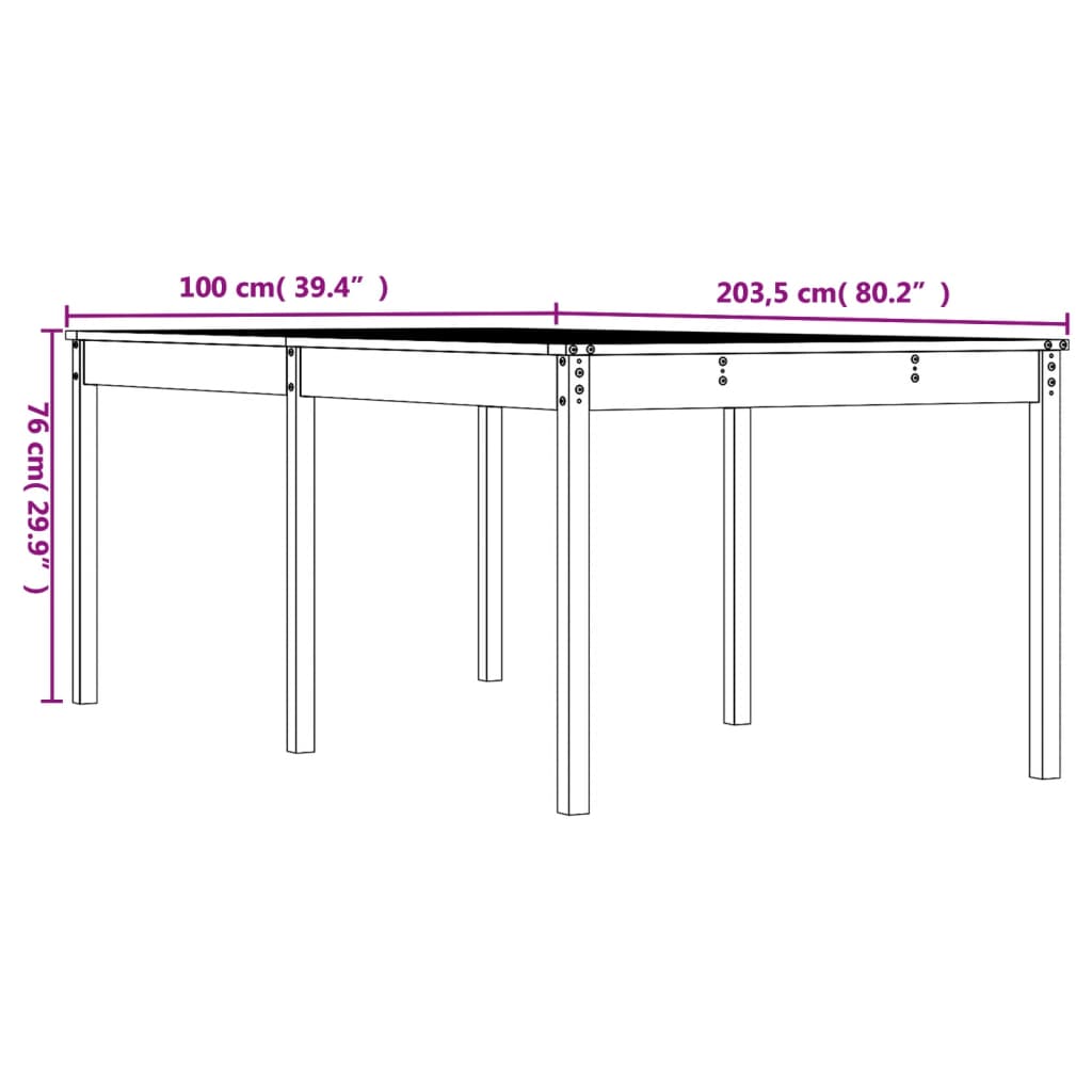Vrtni stol 203,5 x 100 x 76 cm od masivne duglazije