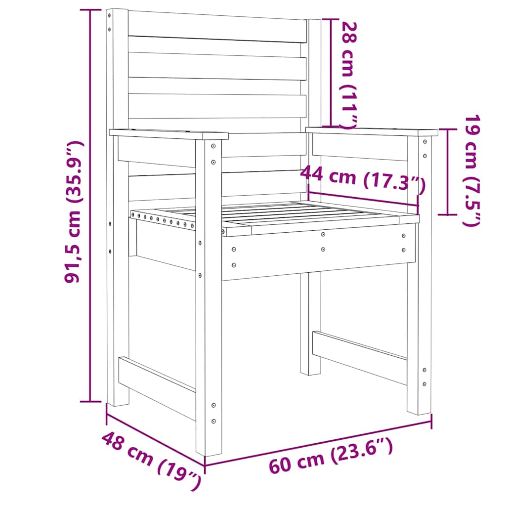Vrtne stolice 2 kom bijele 60x48x91 cm masivna borovina