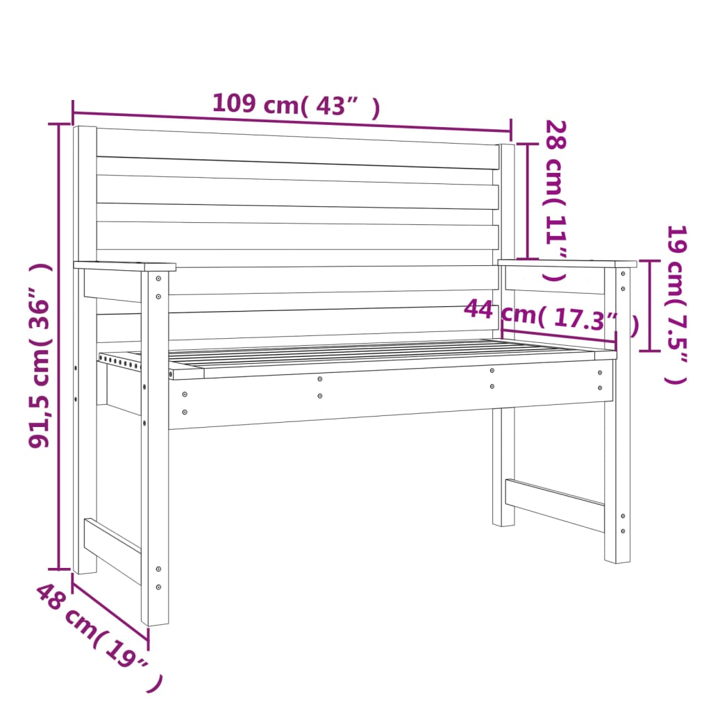 Vrtna klupa 109 x 48 x 91,5 cm od masivne duglazije