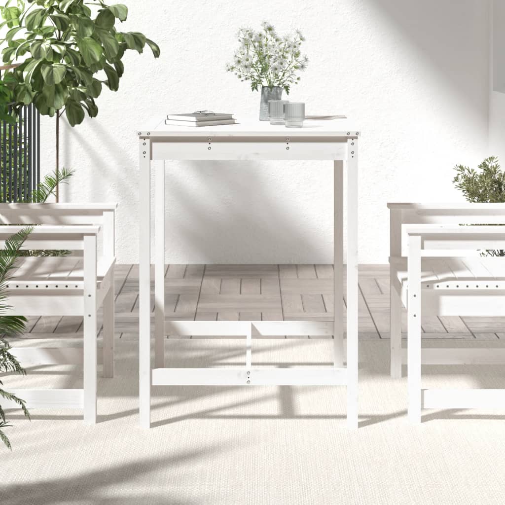 Vrtni stol bijeli 82,5 x 82,5 x 110 cm od masivne borovine