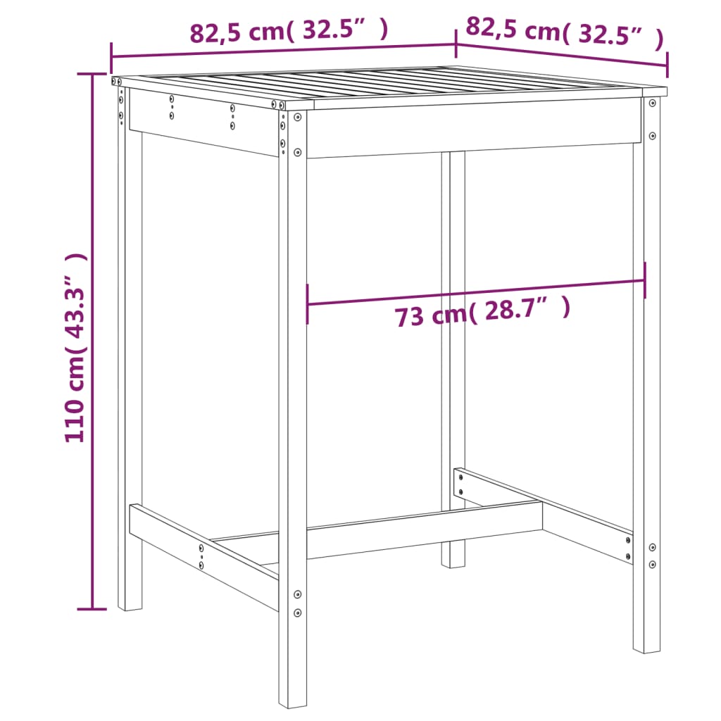 Vrtni stol sivi 82,5x82,5x110 cm od masivne borovine