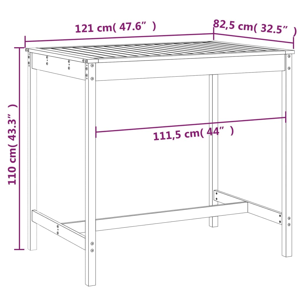 Vrtni stol 121x82,5x110 cm od masivne borovine